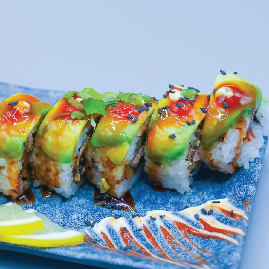 Cooked salmon, jalapeno, cream cheese, crab, spicy mayo, avocado and lemon.